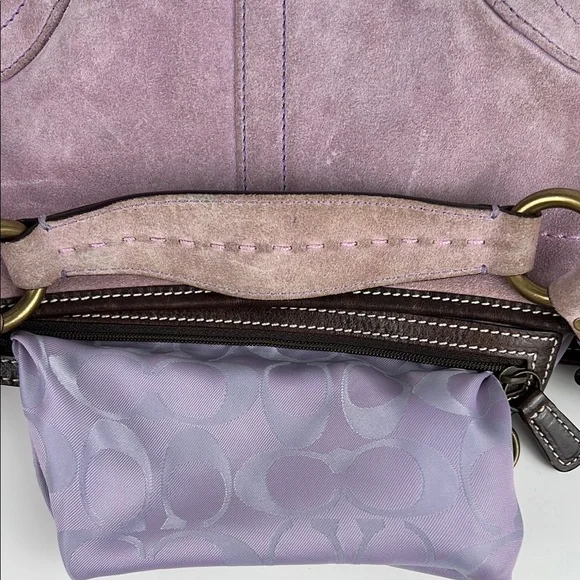 Coach Y2K Suede Pastel Lavender Pink Mini Small Hobo Shoulder Bag 9658 - Picture 14 of 16